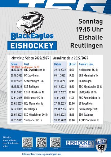 TSG Reutlingen Black Eagles Spieltermine 2022_23