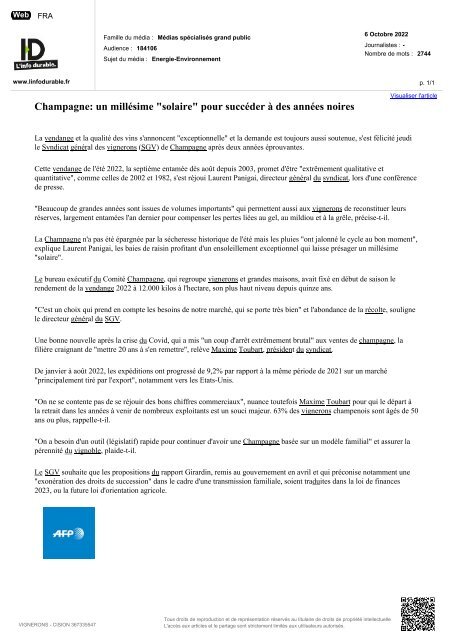 Panorama de presse quotidien du 07 10 22