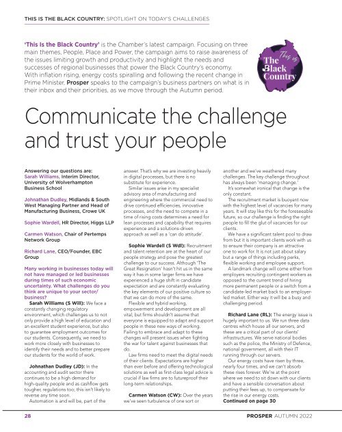 Prosper Autumn, Black Country Chamber of Commerce magazine