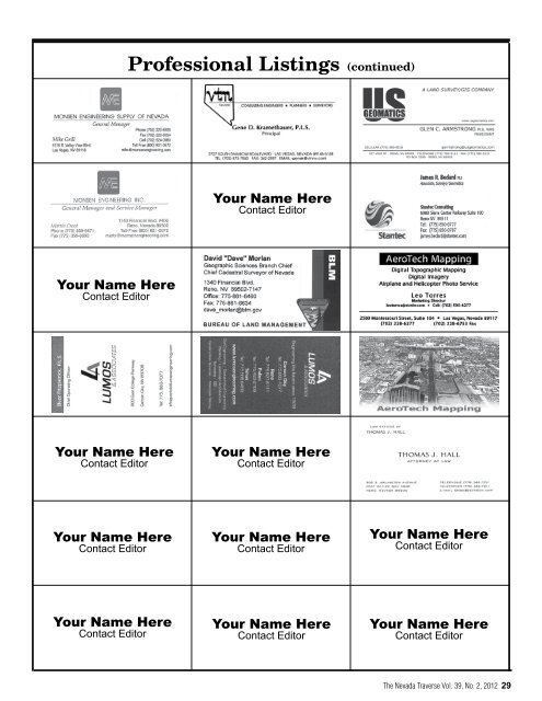 THE NEVADA TRAVERSE - Nevada Association of Land Surveyors