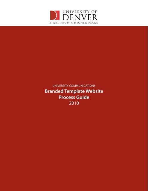 Template Website Guide & Consulting Process - University of Denver