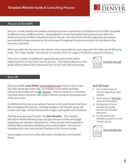 Template Website Guide & Consulting Process - University of Denver