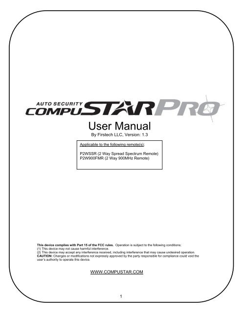 User Manual - Compustar.com