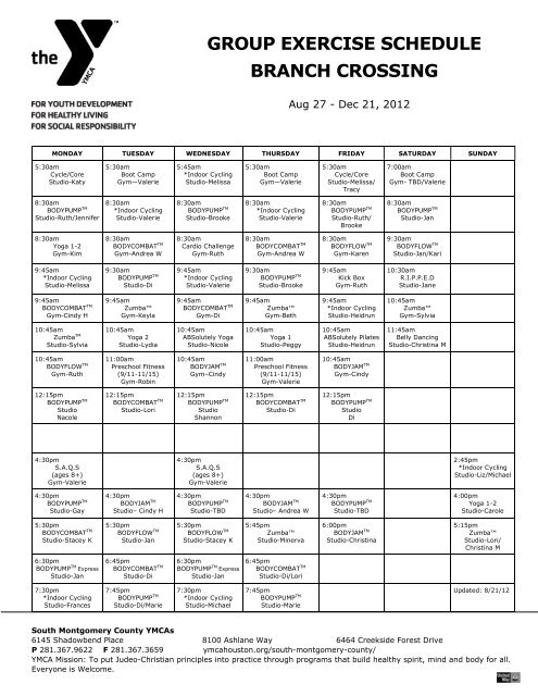 Group Exercise Schedule Branch Crossing