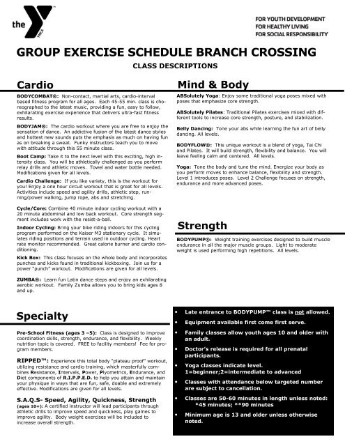 Group Exercise Schedule B Group Exercise Schedule B