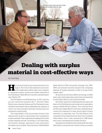 Dealing with surplus material in cost-effective ways - Basin Electric ...