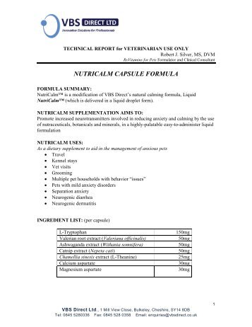 nutricalm capsule formula - VBS Direct