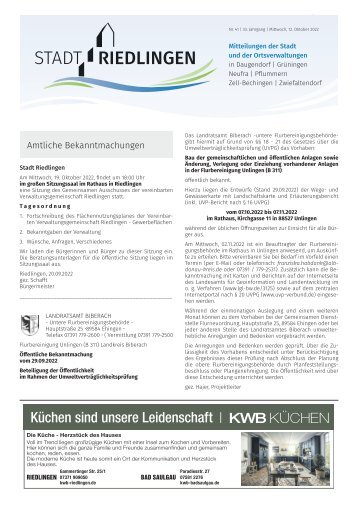 Amtliches Mitteilungsblatt Riedlingen 12.10.2022
