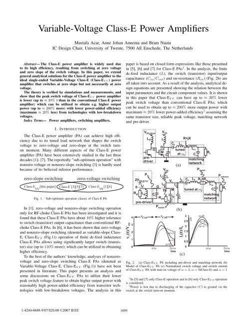 Variable-Voltage Class-E Power Amplifiers - EEMCS EPrints Service