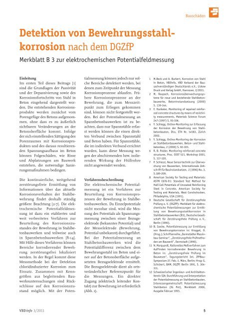 Detektion von Bewehrungsstahl - korrosion - VBD