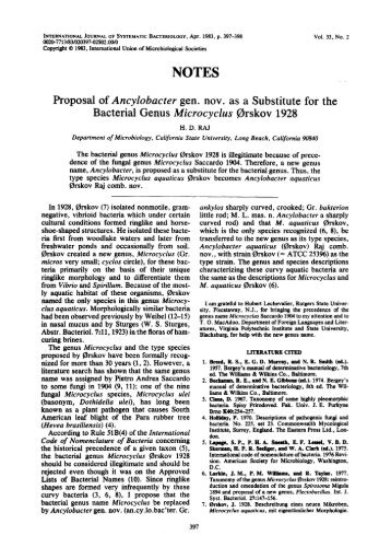 NOTES Proposal of Ancylobacter gen. nov. as a Substitute for the ...