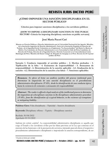 CÓMO IMPONER UNA SANCIÓN DISCIPLINARIA EN EL SECTOR PÚBLICO - AUTOR JOSÉ MARÍA PACORI CARI