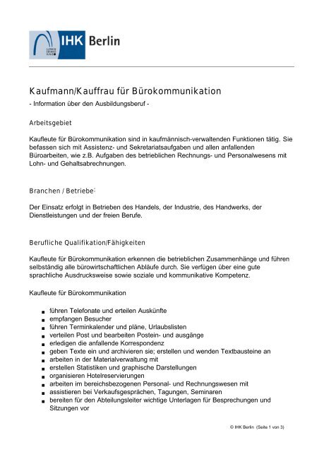 Kaufmann/Kauffrau für Bürokommunikation