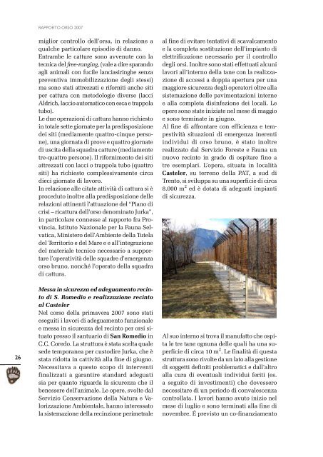 Rapporto orso 2007 - Orso - Provincia autonoma di Trento