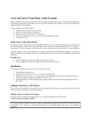 AxisCamControl Visual Basic Audio Example - Axis Communications