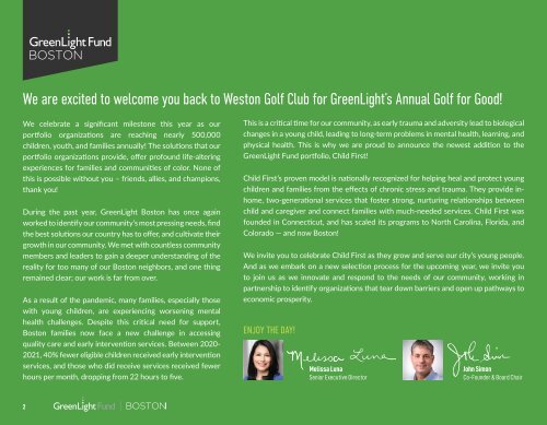 GreenLight Fund Golf 2022 Program