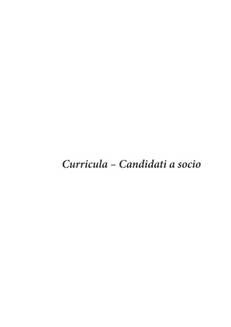 Curricula - Candidati a socio