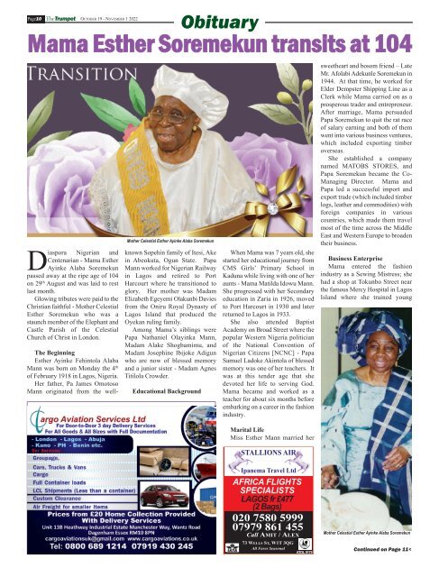 The Trumpet Newspaper Issue 582 (October 19 - November 1 2022)
