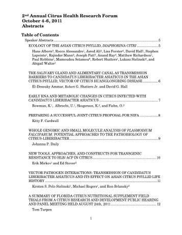 2nd Annual Citrus Health Research Forum October 4-6 ... - aphis