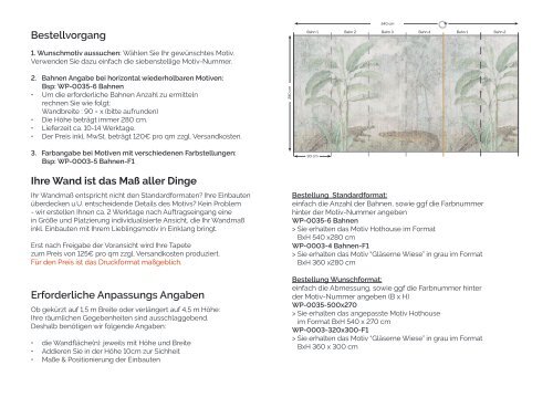 Wasserfest-versiegelbare Tapeten der Gräflich Münster'schen Manufaktur