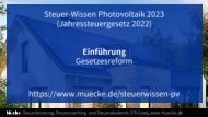 Photovoltaik Steuer-Wissen zur Neuregelung ab 2023 von Steuerberater Stefan Mücke