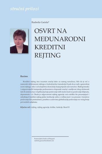 osvrt na međunarodni kreditni rejting - Udruženje banaka Srbije