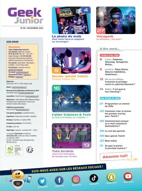 Geek Junior N°28 - novembre 2022 - Extrait