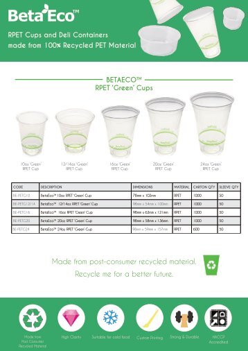 BetaEco RPET Cold Cups and Containers
