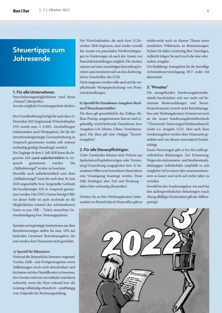 Rat & Tat - Klienten-Info / Ausgabe 3/2022