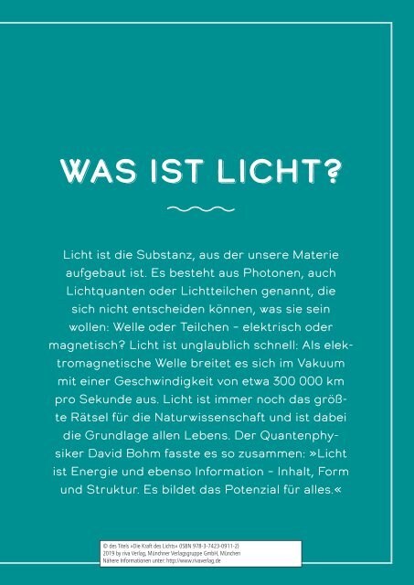 Leseprobe: »Die Kraft des Lichts«