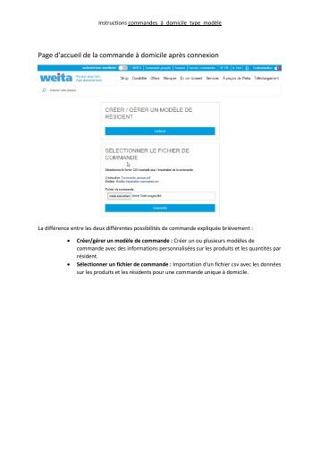 Online-Shop - Instructions commandes à domicile type modèle
