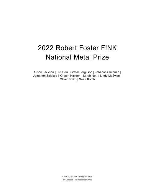 2022 Robert Foster F!NK National Metal Prize