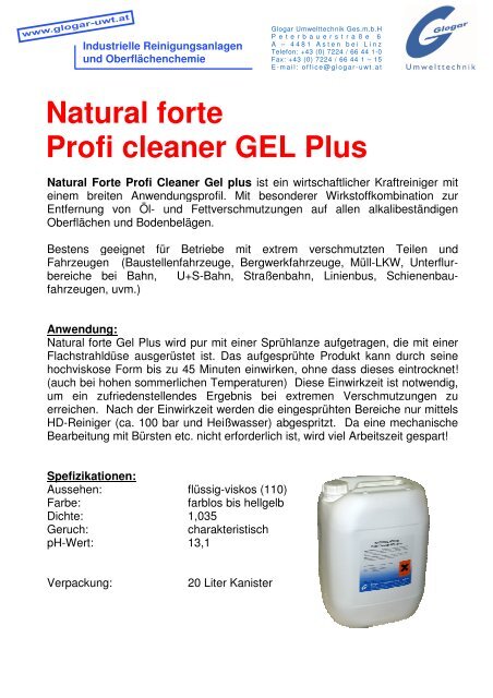 Natural forte leaner GEL Plus - Glogar Umwelttechnik GmbH