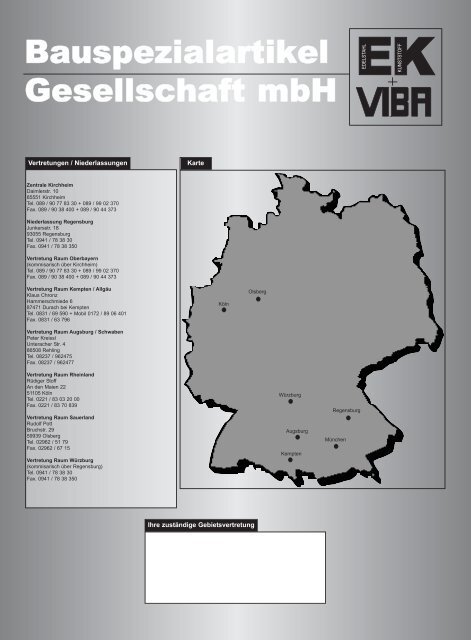 Preisliste zum Katalog - Bauspezialartikel Gesellschaft mbH EK+VIBA