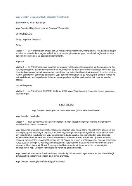 Yapi Denetim Uygulama Usul Ve Esaslari Yonetmeligi Izoder
