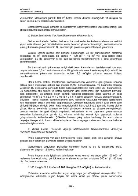 aköz enerji elektrik üretim san. a. ş. amastal regülatörü ve hes projesi