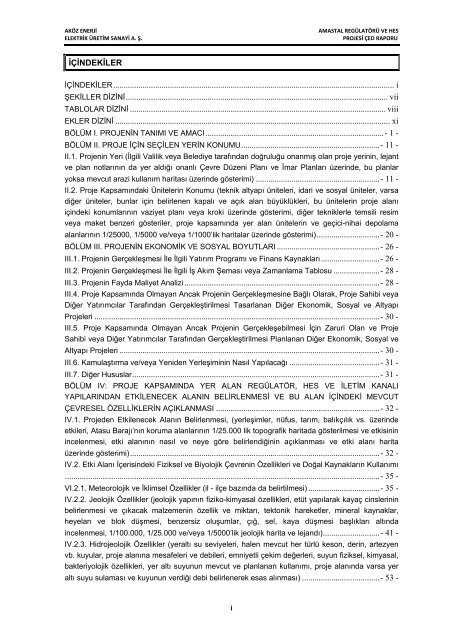 aköz enerji elektrik üretim san. a. ş. amastal regülatörü ve hes projesi