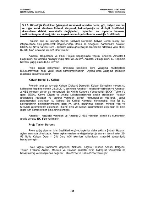 aköz enerji elektrik üretim san. a. ş. amastal regülatörü ve hes projesi