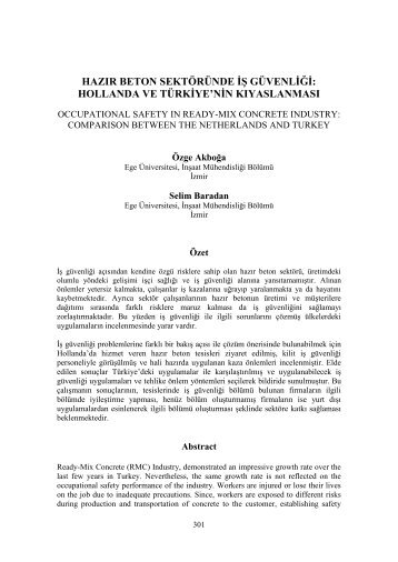 HAZIR BETON SEKTÖRÜNDE İŞ GÜVENLİĞİ: HOLLANDA VE ...