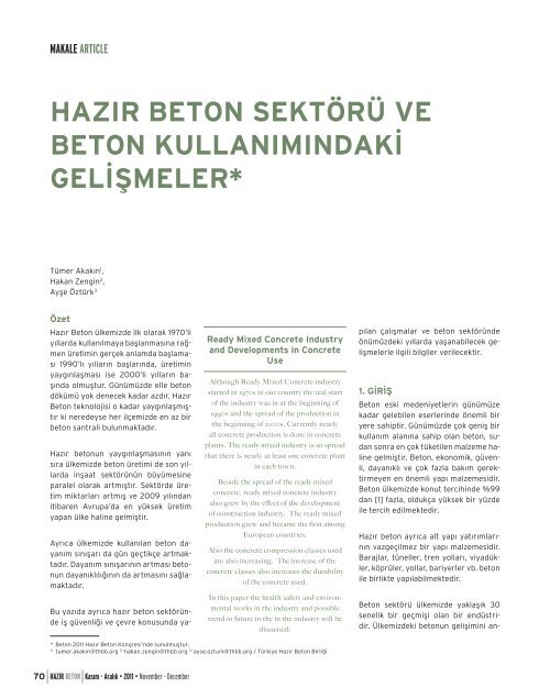 hazır beton sektörü ve beton kullanımındaki gelişmeler