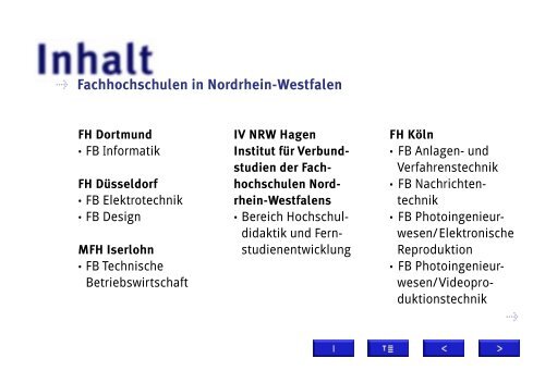 der Fachhochschulen in Nordrhein-Westfalen - Das Verbundstudium