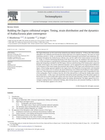Building the Zagros collisional orogen: Timing ... - Olivier Lacombe