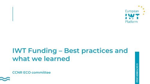 IWT Funding best practices 