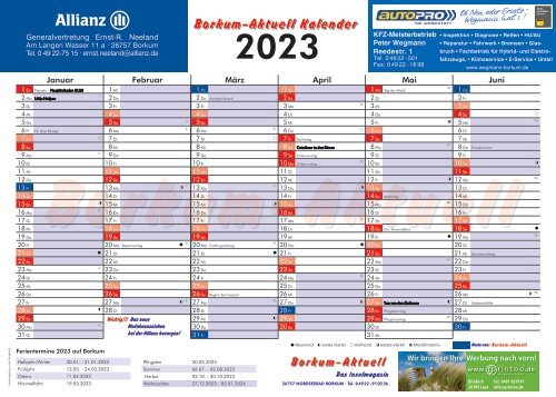 Jahreskalender 2023 von Borkum-Aktuell