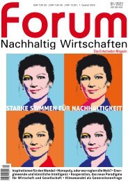 forum Nachhaltig Wirtschaften 01/2022: Was wäre, wenn? Schwerpunkt: Energiewende