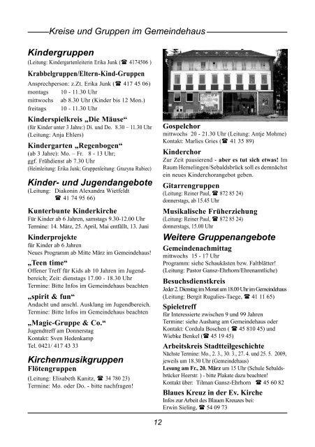 Gemeindebrief - Evangelische Versöhnungsgemeinde :: Bremen