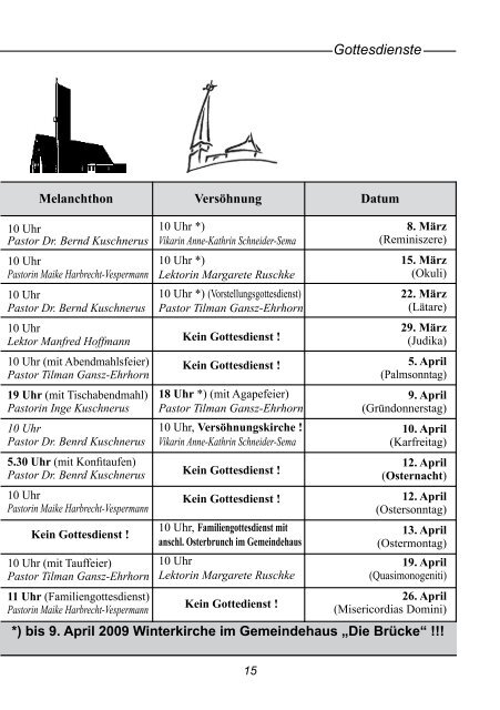 Gemeindebrief - Evangelische Versöhnungsgemeinde :: Bremen