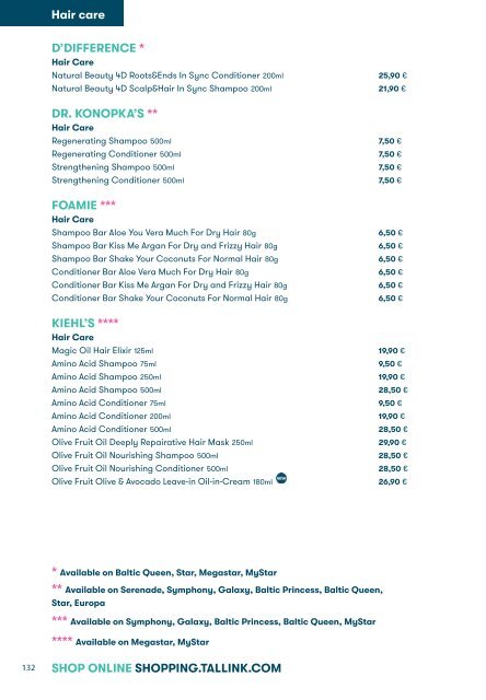 Tallink Silja Line perfumes cosmetics and accessories pricelist valid until 04 2023