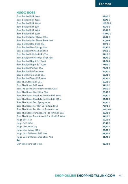 Tallink Silja Line perfumes cosmetics and accessories pricelist valid until 04 2023