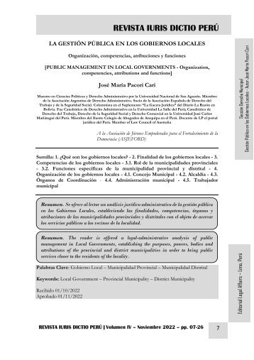 LA GESTIÓN PÚBLICA EN LOS GOBIERNOS LOCALES - AUTOR JOSÉ MARÍA PACORI CARI